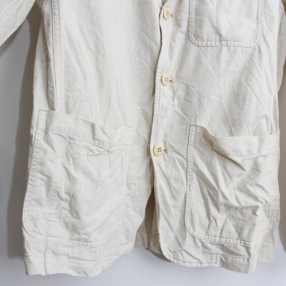 Flint and Tinder 365 Cotton Linen Blazer Jacket Natural Size Medium - Picture 7 of 16
